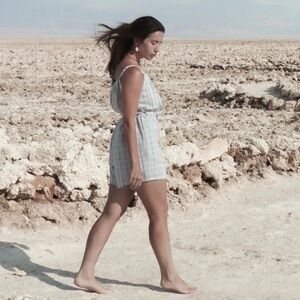 Harly Jae Breeze Romper in Natural/Blue Stripes 🌊 • Size XS